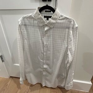 Banana Republic White Grid Dress Shirt